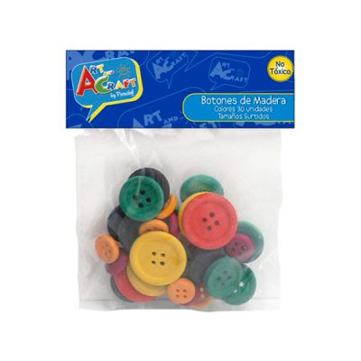 BOTONES DE MADERA COLORES 30 UNIDADES