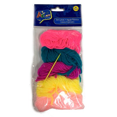 SET LANAS + AGUJA PLASTICA 5 COLORES ESPECIALES