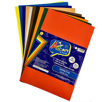 SET GOMA EVA 10 COLORES SURTIDOS 20X30 cms.