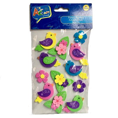 FLORES Y PAJARITOS AUTOADHESIVOS GOMA EVA