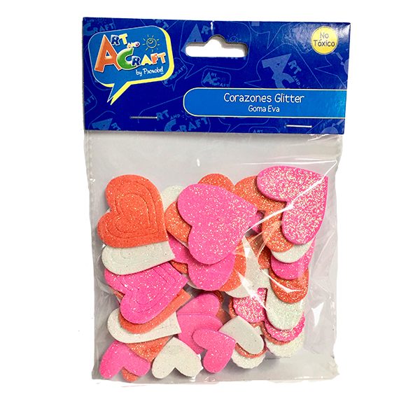 CORAZONES GLITTER GOMA EVA