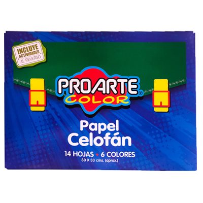 SOBRE PAPEL CELOFAN PROARTE 14 HOJAS 6 COLORES