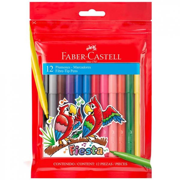 MARCADORES FIESTA FABER CASTEL 12 COLORES