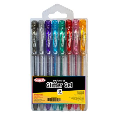 LAPIZ GLITTER GEL 8 COLORES ARTEL