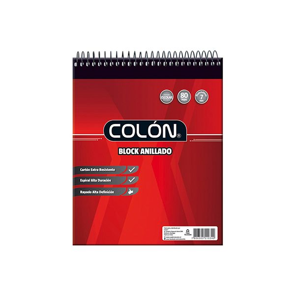 BLOCK ANILLADO APUNTES ESCOLAR COLON