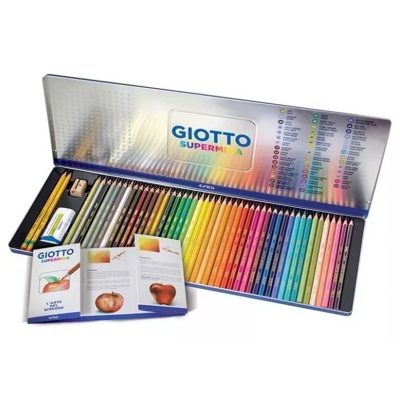 CAJA METALICA CON 46 LAPICES DE COLORES GIOTTO SUPERMINA