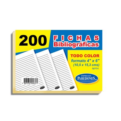 FICHA BIBLIOGRAFICA CHICA 10.5 X 15.3 CMS BLANCAS 200Unds