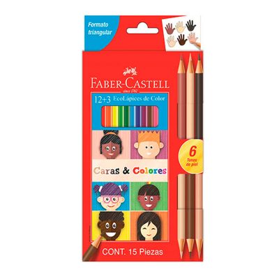 LAPICES 12+3 ECOLAPICES CARAS Y COLORES FABER CASTELL