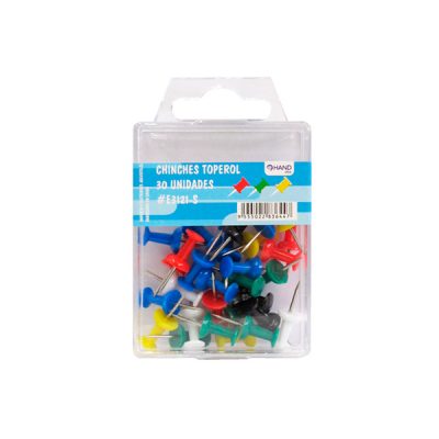 PUSH PIN COLORES 30 UNIDADES HAND