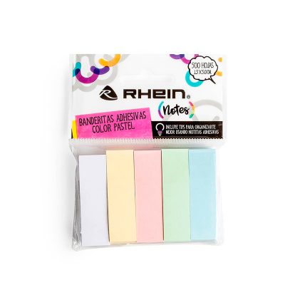 NOTA ADHESIVA 5 COLORES PASTEL 15X50MM 100H X COLOR