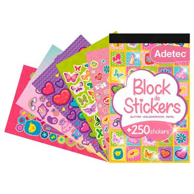 BLOCK DE STICKERS GLITTER Y HOLOGRAFICO ADETEC