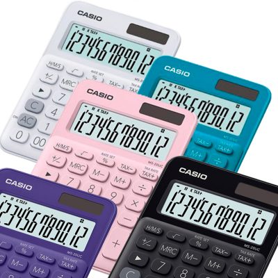CALCULADORA CASIO MS20UC SOLAR Y BATERIA COLORES