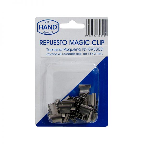 REPUESTO MAGIC CLIP 13X3MM PLATA 48U HAND