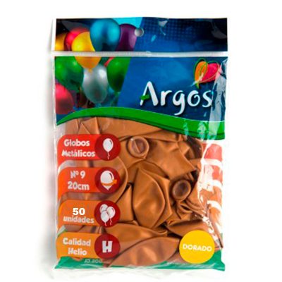 BOLSA DE GLOBOS METALICOS Nº9 DORADO 50 UNIDADES