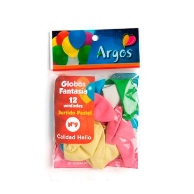 BOLSA DE GLOBOS FANTASIA  N°9 COLORES PASTEL 25U