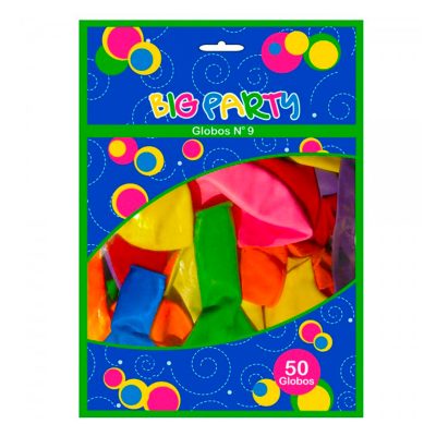 BOLSA DE GLOBOS N°9 COLORES SURTIDOS 50U