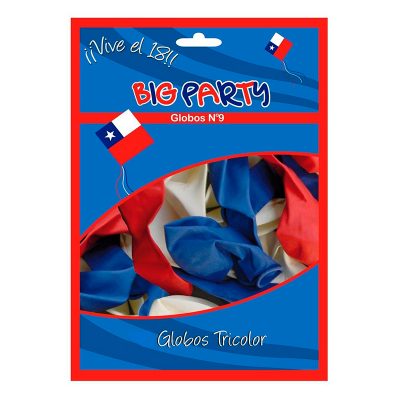BOLSA DE GLOBOS N°9 TRICOLOR 50 UNIDADES