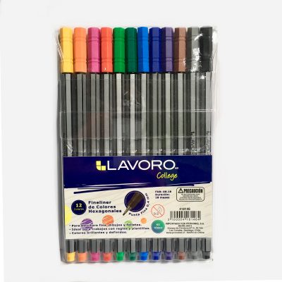 LAPIZ FINELINER HEXAGONALES 12 COLORES LAVORO