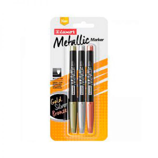 SET PLUMONES X 3 COLORES METALICOS ORO/PLATA/BRONCE - Imagen 2