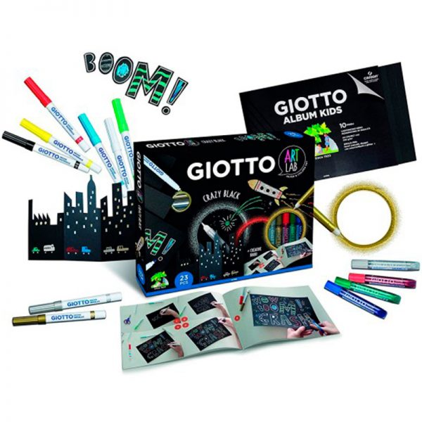 SET GIOTTO CRAZY BLACK ART LAB 23PCS - Imagen 2