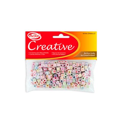 CUENTAS DE PLASTICO CON LETRAS 300 UNID. APROX ADIX