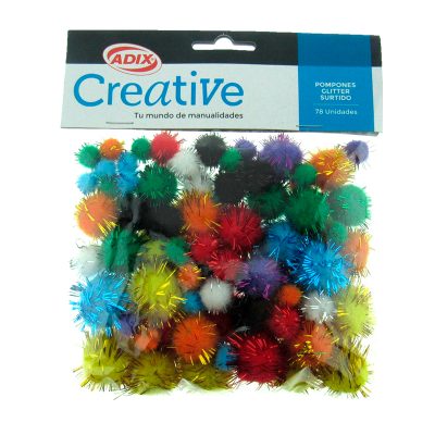 POMPONES GLITTER SURTIDO 78 UNIDADES ADIX