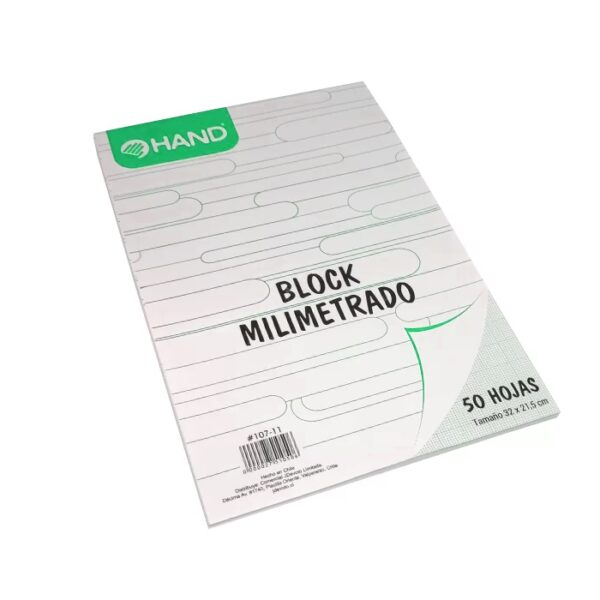 BLOCK DE PAPEL MILIMETRADO 50 HOJAS HAND