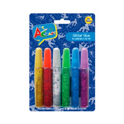GLITTER GLUE 6 COLORES X 10 ML.