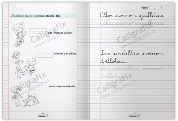 CUADERNO DE CALIGRAFIA 1° Básico 2do Sem. Horizontal, CALIGRAFIX - Imagen 2