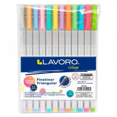 FINELINER TRIANGULAR 0,4MM COLORES PASTEL 12 COLORES