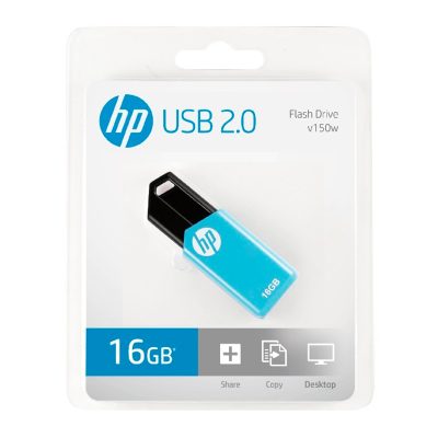 PENDRIVE HP 16GB USB 2.0 RETRACTIL CELESTE Y NEGRO