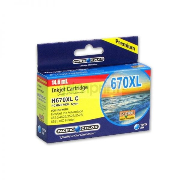 CARTRIDGE ALTERNATIVO PACIFIC COLOR 670XL CYAN