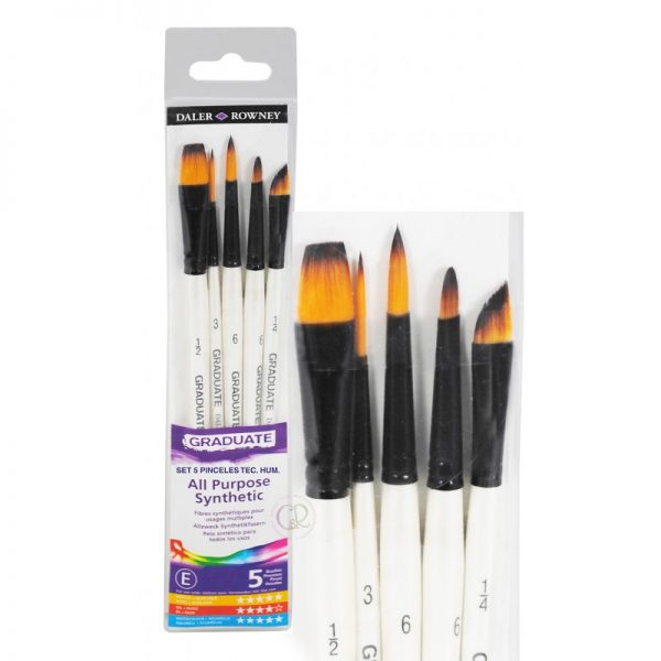SET 5 PINCELES TÉCNICAS HÚMEDAS GRADUATE – DALER ROWNEY