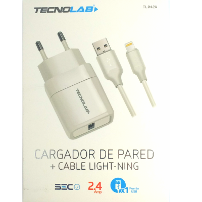KIT CARGADOR DE PARED + CABLE LIGHT-NING