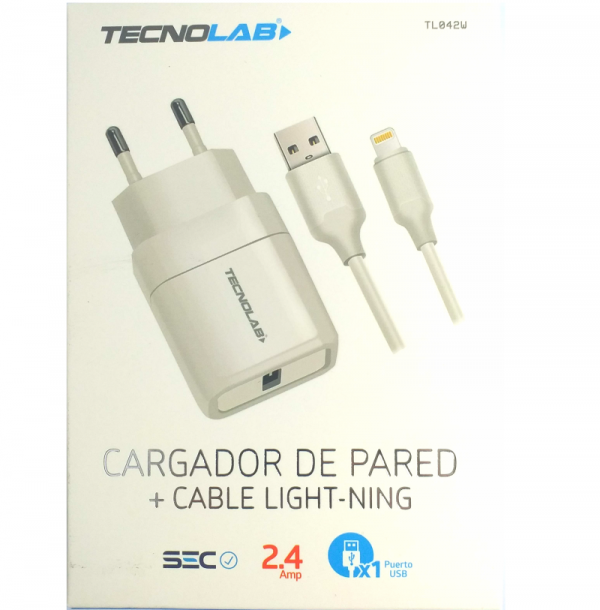 KIT CARGADOR DE PARED + CABLE LIGHT-NING