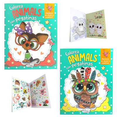 LIBRO COLOREA ANIMALES CON PEGATINAS