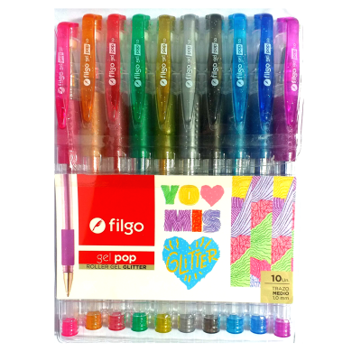 SET LÁPICES ROLLER GEL GLITTER