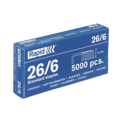 CAJA DE CORCHETES 26/6 DE 5000pcs. RAPID PARA 20 HOJAS