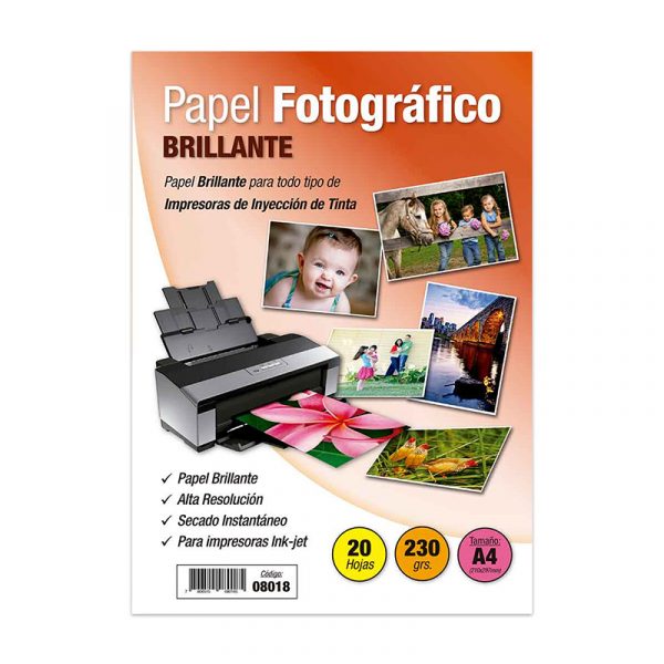 PAPEL FOTOGRAFICO BRILLANTE A4 230g 20 HOJAS