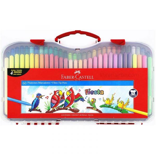 SET MARCADORES FIESTA 60 COLORES FABER-CASTELL CON ESTUCHE RIGIDO