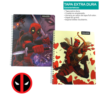 CUADERNO UNIVERSITARIO DEADPOOL 100 HOJAS 7MM