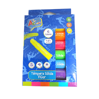 TEMPERA SÓLIDA FLÚOR 6 COLORES