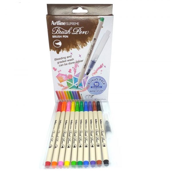 LAPICES ARTLINE SUPREME BRUSH PEN ACUARELABLE 10 COLORES - Imagen 2