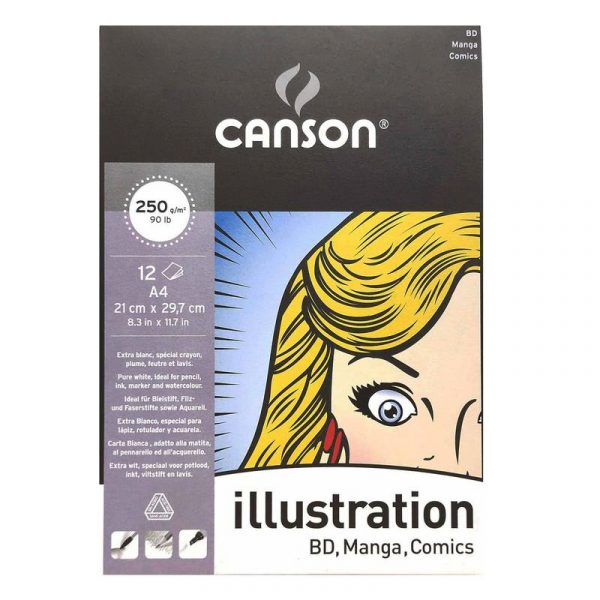 PAD ILUSTRATION COMIC & MANGA 12 HOJAS TAMAÑO A4 CANSON