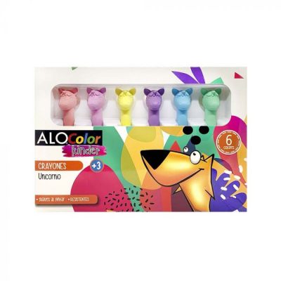 LÁPICES DE CERA 6 COLORES UNICORNIO
