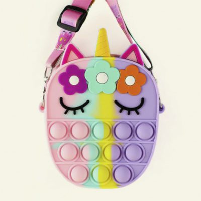 CARTERA DE UNICORNIO ARCOIRIS POP IT