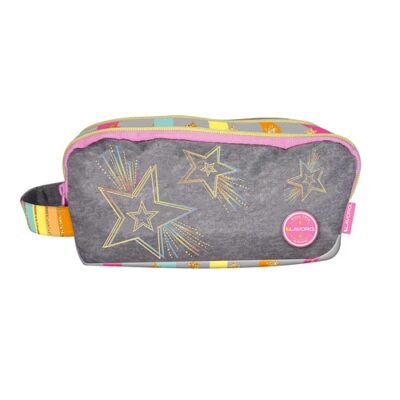 Estuche Box triple cierre glitter Lavoro