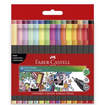 MARCADORES TIRALINEAS GRIP FINEPEN 30 COLORES FABER CASTELL