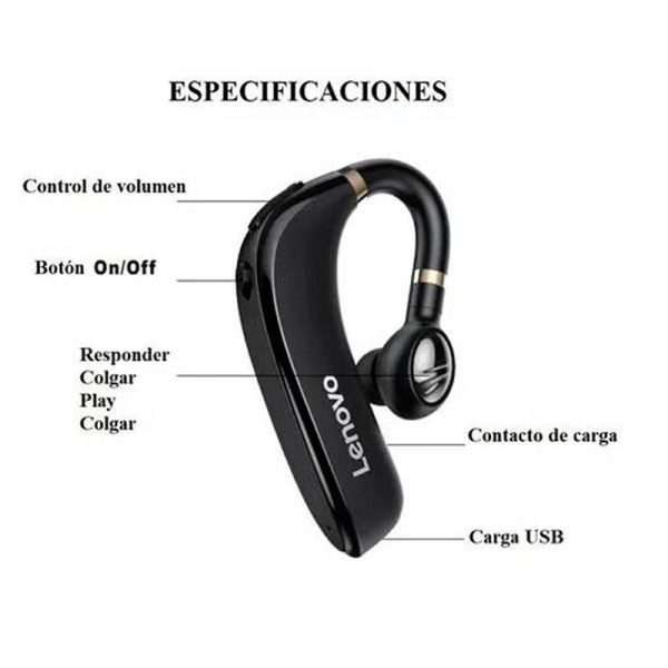 AURICULAR BUSINESS INALAMBRICO LENOVO HX106 BT 5.0 - Imagen 4