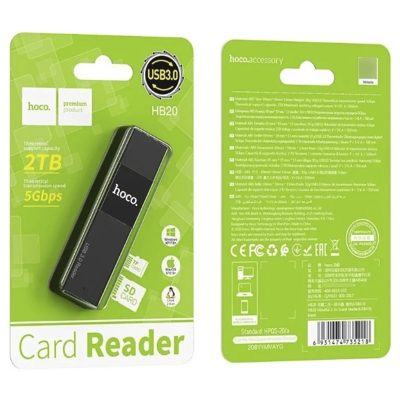 LECTOR DE TARJETAS HOCO MICRO SD/TF/SD USB 3.0 5gbps 2tb